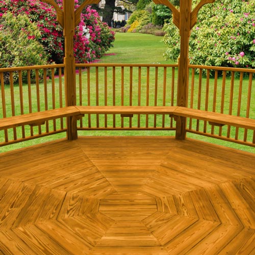 Gazebo with wooden benches